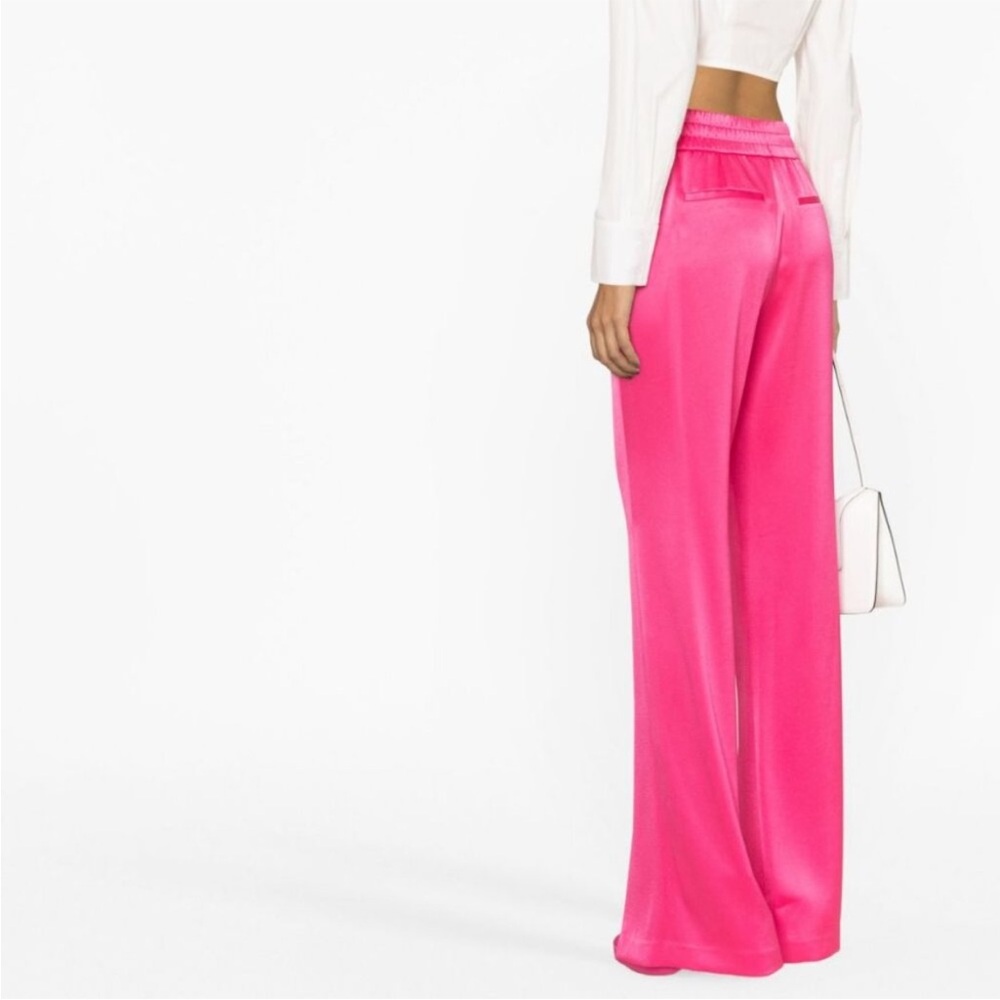 Alice + Olivia Jodi Jody Satin Slit Front Pants in Candy Pink- 2 - Picture 4 of 11
